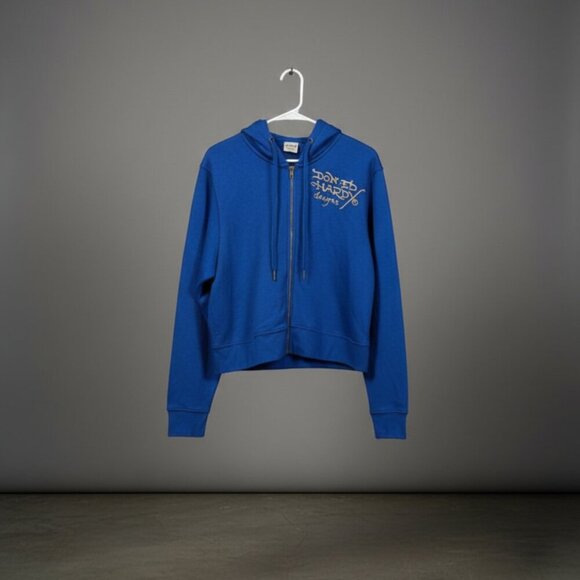 Ed Hardy Tiger Lotus Ed Hardy Zip Front Hoodie - Cobalt Blue Size 1X (NWOT) - Picture 10 of 13